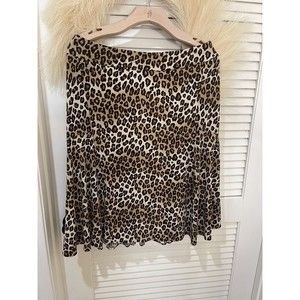 Michael Kors Collection Stretch Knit Leopard Pattern Pull On Print Flare Sz 10